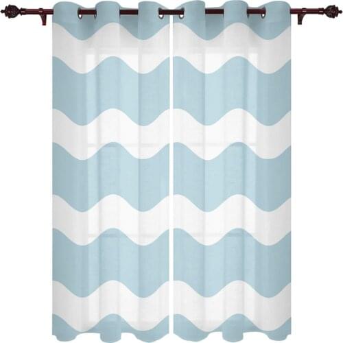 Modern Curtains Sky Blue Ripple Waves Baby Room Bedroom Creative Window Curtains Kitchen Living Room Terrace Valance Curtains