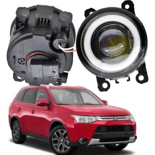 LED fog Light for Mitsubishi Outlander CW0 2013-2019 2in1 LED Angel Eyes DRL Daytime Running fog Lamps Cut-Line Lens Fog Lights
