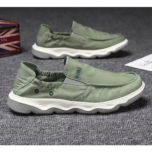 Shoes mens summer tide shoes ice silk canvas lazy one pedal driving soft sole without shoelaces ultra light and breathable