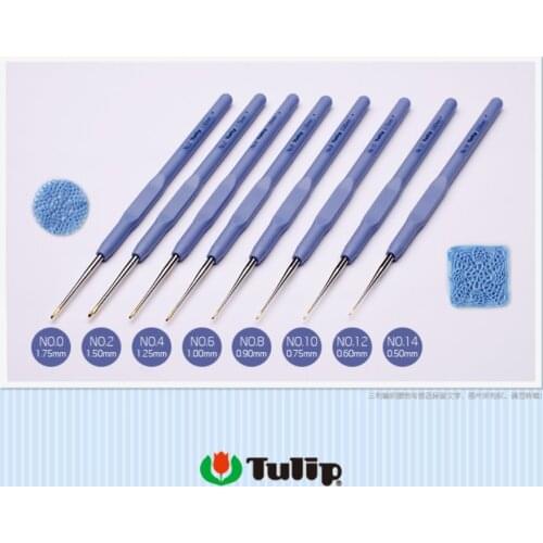 TULIP ETIMO Cushion Grip Steel Gold Point Crochet Hooks T13-00(1.75MM),T13-02(1.5MM),T13-04(1.25MM),T13-06 1.0MM 1.25mm 1.5/1.75