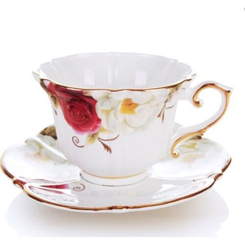 NEWYEARNEW 1piece Ceramic Water Cup Tea Coffee Mug Milk Retro Flower Single Business Tableware Wedding Gift