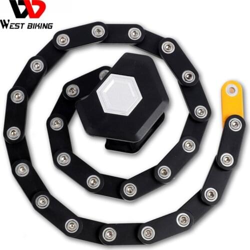 WEST BIKING Bike Lock Anti Theft Foldable Chain Locks With Key Alloy Steel Folding Safety Motorcycle Bicycle Locks For Cycling
