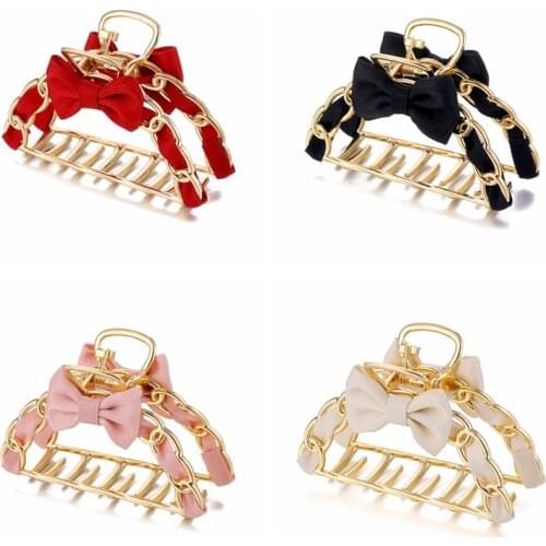 IFMIA Cute Bow Hair Claws For Woman Girls Red Bow-knot Barrette Metal Hair Clips Female Hair Crab Hairpin Hair Accessories