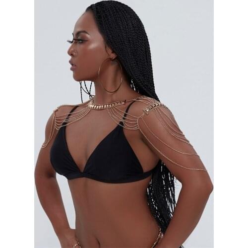 Metal Sweater Shoulder Necklace Chain Personality Gold Silver Color Fashion Jewelry Body Sexy Women Wedding Dress Accessories