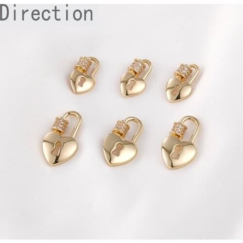 Color-preserving 14k gold bag micro-inlaid zircon love lock screw buckle handmade diy bracelet necklace end buckle accessories