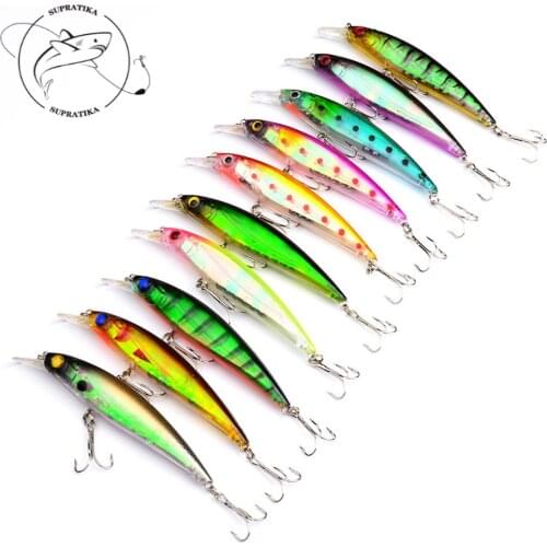 10Pcs/Lot Floating Minnow Lures Hard Bait 3D Eyes 11cm/13.4g Japan Wobblers Jerkbait Isca Artificial Ocean Sea Fishing Bait