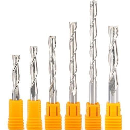 2pcs 6mm x17/22/62mm Shank 2 Flutes Carbide Milling Cutters CNC Router Bit for Wood Acrylic Cutting, Two Flutes MDF End Mills