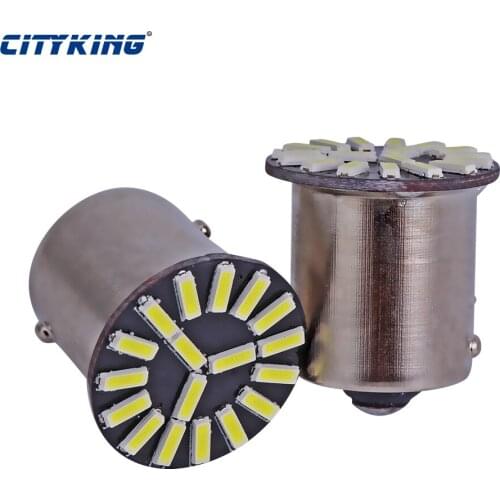 2pcs BA15S P21W 1156 LED 4014 SMD p21w led 18SMD Car Auto Tail Side Indicator Lights Parking Lamp Bulb White light DC12V