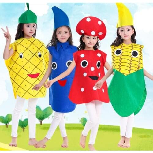 2019 Kids Banana Vegetable Costume Fruit Family Funny Onesie Cosplay Fancy Dress Stage Childrens Day Performance Clothes Purim