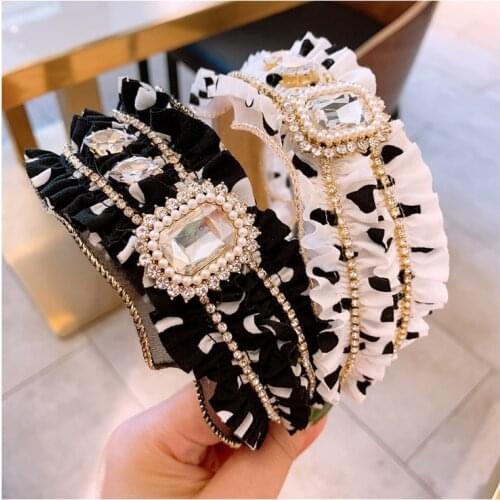 2019 Fashion Dot Hair Bands For Women Rhinestone Jewel Hairband Headband Opaska Hair Accessories Diademas Para El Pelo Mujer