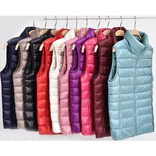 2021 New Autumn Winter Women Ultra Light Down Vest White Duck Down Coat Parka Ladies Sleeveless Waistcoat Plus Size 4XL
