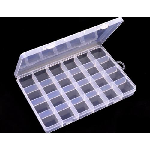 24 Slots Transparent Plastic Storage Box Organizer Case Nail Art Gems Jewelry Beads Decoration Container