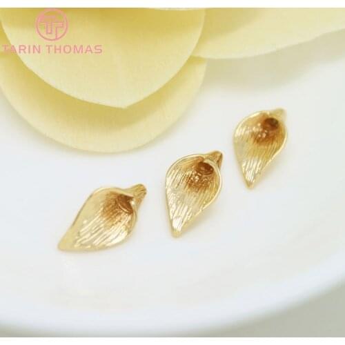 6PCS 19x10MM 29x16MM 24K Champagne Gold Color Brass Flower Tassel Caps Calla Big Beads Caps Diy Jewelry Findings Accessories