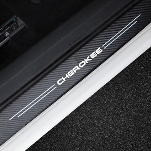 4Pcs For Jeep Cherokee XJ KL RC KK KJ 2012 2011 2010 2009 2008 2007 2006 2005 2004 Car Door Threshold Sticker Tuning Accessories