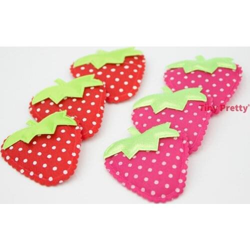 100pcs 35X42mm Handmade Non-Woven Padded Strawberry Appliques Fruit Pattern Felt Patches Die-cutted Fabric for Baby Clothes