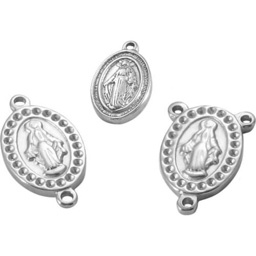5pcs Virgin Mary Religion Stainless steel Charm Pendants DIY Retro Christian Jewelry For Necklace Bracelet Making Accessories
