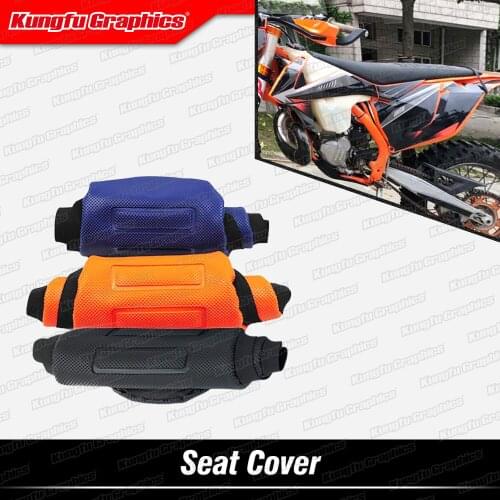 KUNGFU GRAPHICS Dirt Bike Faux Leather Anti-Slip Seat Cover Protection for SX XC SX-F XC-F EXC XC-W 2016-2018 Black Orange Blue