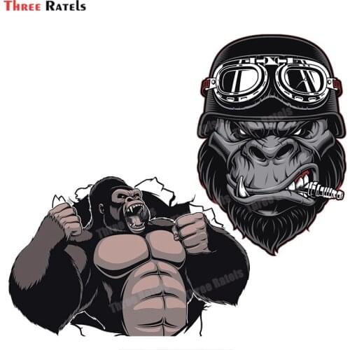 Three Ratels B236 Car Stickers Decor Motorcycle Decals Funny Biker Gorilla MotorbikeDecorative Accessories Creative Sunscreen