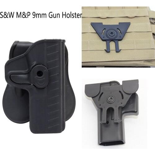 Tactical Gun Holster for S&W M&P 9mm Airsoft Pistol Case Holster Paddle Adapter with Load Armor Vest Molle Attachment Hunting