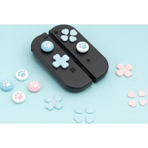 Switch Cat Paw Thumb Grip Cap Joystick Button Stickers Key Skin Cover Shell NS Thumbstick Case For Nintendo Switch Accessories