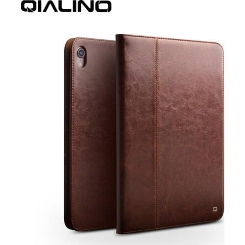 QIALINO Business Genuine Leather Tablet Case for iPad Pro 12.9 2018 Ultra Thin Luxury Handmade Stand Flip Cover for iPad Pro 11