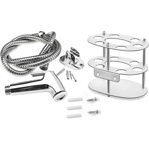 Toothbrush Holder, Stainless Steel Bathroom Toothbrush Holder with Toilet Bathroom Hand Held Handheld Sprayer