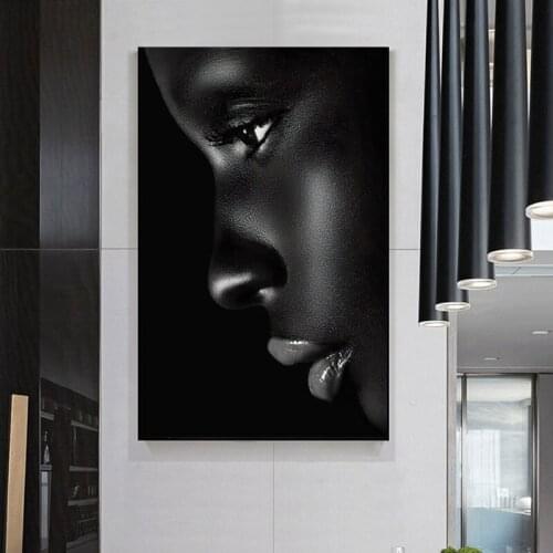 HD Printable African Girl Posters And Prints Modern Black Beauty Canvas Painting Living Room Home Wall Art Picture Decorative