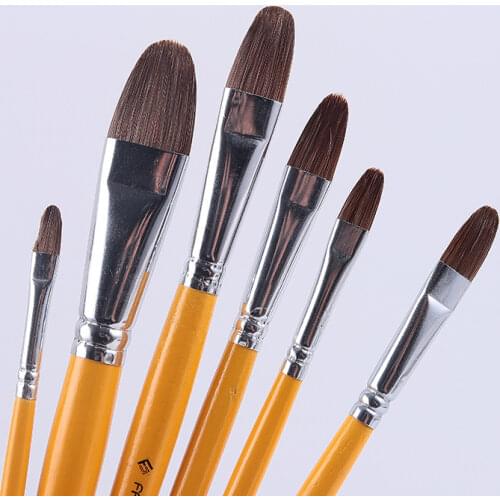 1pcs /6pcs Artist Wolf Hair Paint Brushes Set Professional Watercolor Acrylic Wooden Handle Painting Brushes Art Supplies