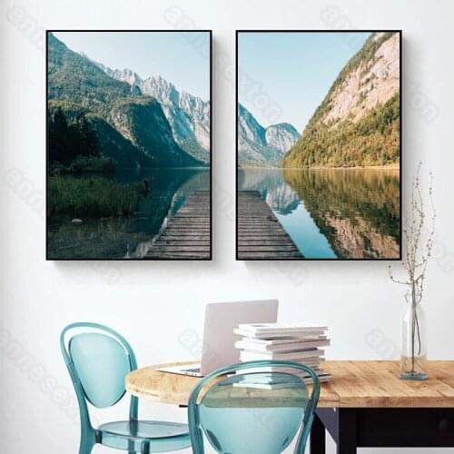 Modern Style Canvas Painting Poster and Print Natural Landscape High Mountains and Big Rivers for Living Rooms Wall Decoration