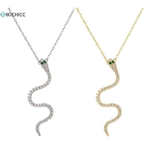 Kikichicc New 925 Sterling Silver Zircon Snake Pendant 34mm Necklace3 Women Blue Eye Luxury Fashion Jewelry For Rock Punk