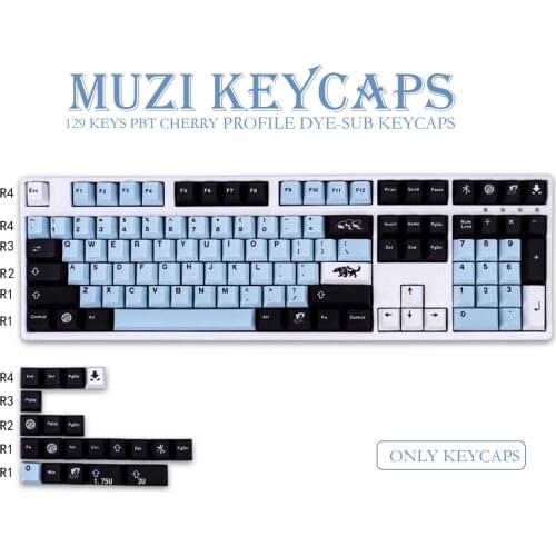GMK MIZU 129keycaps Cherry Profile PBT, DYE - SUB Keyboard MX Switch Machine Game Keyboard 61/64/68/84/87/96/98/104/108
