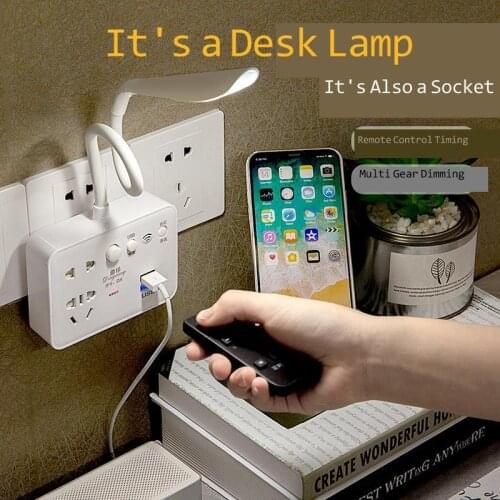 Creative Multifunctional Socket Desk Lamp Household Row Plug Converter Plug With USB Feeding Night Lamp Student Socket