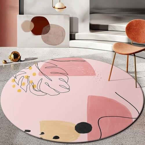 Round Carpet Home Customize Rugs Abstract Geometric Pattern Floor Mats Living Room Coffee Tables Decoration Foot Pad