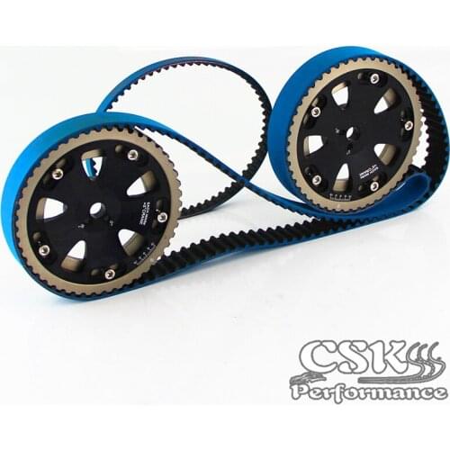 Timing Belt Cover+Cam Pulley w/ Belt Fit For Lancer Evolution 4G63 EVO 4 5 6 7 8 BK/RD