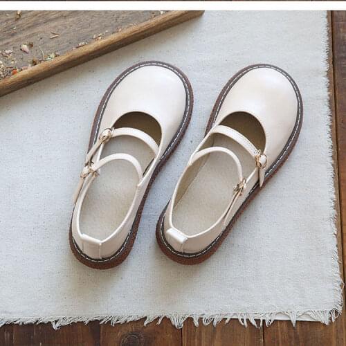 Lisapie Uniform shoes Mori Girl Literary Small Fresh Leather Shoes Japanese JK Retro Single Shoe Shallow Mouth Flat Casual Shoes