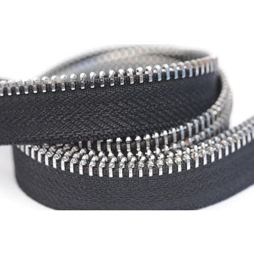 50/60/70cm High quality #5 copper zipper silver track double zipper sliders zipper head zipper for sewing clothes coat 1pcs/lot