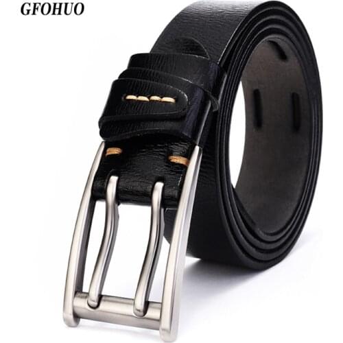 Hot Sale Double Pins Buckle Men Belt Genuine Leather Cinto Ceinture Cowhide Luxury Male Cowboy Jeans Belts for Men