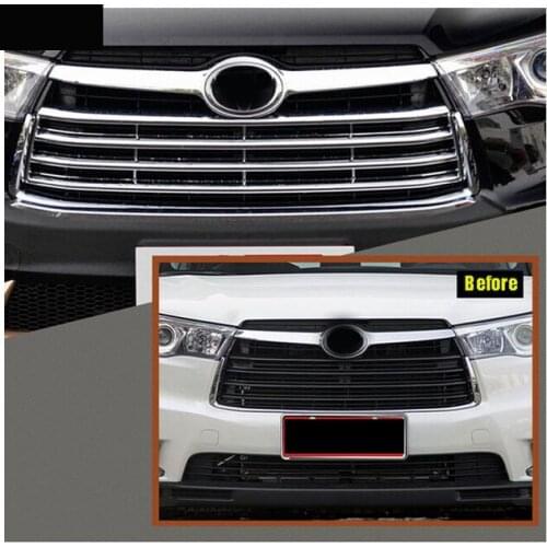 FOR toyota HIGHLANDER KLUGER 2014 2015 CHROME FRONT MESH GRILL GRILLE COVER TRIM INSERT RADIATOR BONNET GARNISH HOOD MOLDING