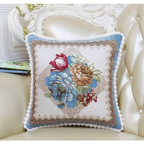 Embroidery Floral Cushion Cover Velvet Flower Throw Pillow Cover Pillowcase Sofa Bedroom Home Decoration Chair Cushions 45x45cm