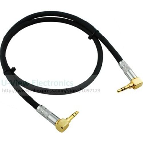 Pure Cuprum Gold Plated Dual 90 Degree Angled 3.5MM Stereo Male to Male Plug Audio Aux Cable About 1M/Free Shipping/1PCS