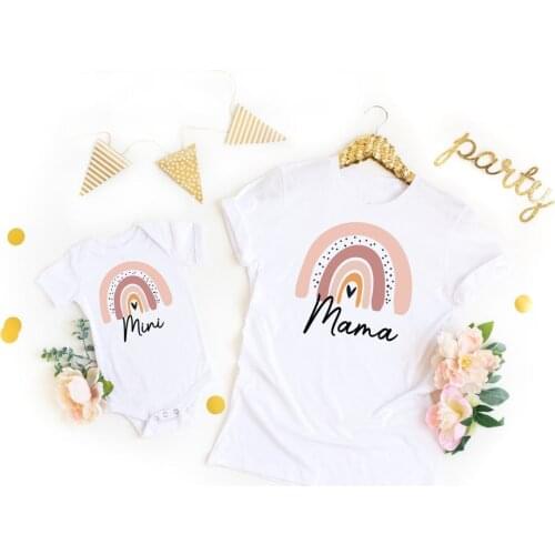 Rainbow Mommy and Mini Shirts Rainbow Baby Outfit Rainbow Baby Gift Mama Shirt Mom and Me Shirt Neutral Cute Print Family Set