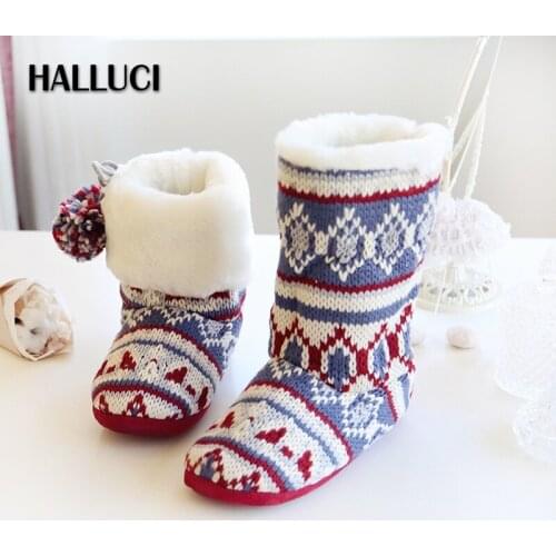 Christmas Plus Velvet women home slippers shoes Vintage fashion Winter thicken keep warm Scottish style home shoes