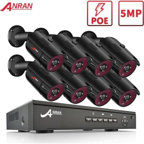 ANRAN 1920P Video Surveillance System 5MP PoE Security Camera System Camera 8 CH CCTV NVR Kit Outdoor Night Vision Camera