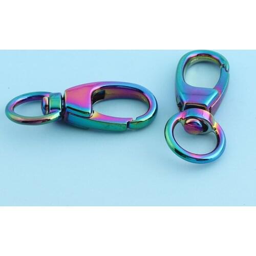 8pcs 40mm Rainbow Swivel Clasp Snap Hook Metal Lobster Clasp Lanyard clasp bag notions key chains DIY Accessories