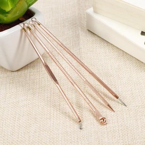 Carbon Steel Rose Gold Acne Needle Four-piece Set Acne Blackhead Removal Beauty Cleaning Pore Facial Care Skin Care Tools