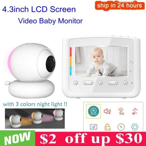 Smart Baby Monitoring with 4.3 LCD Receiver Indoor Mini PTZ Camera Color Night Light Lullaby For Baby Care Home Security Monitor