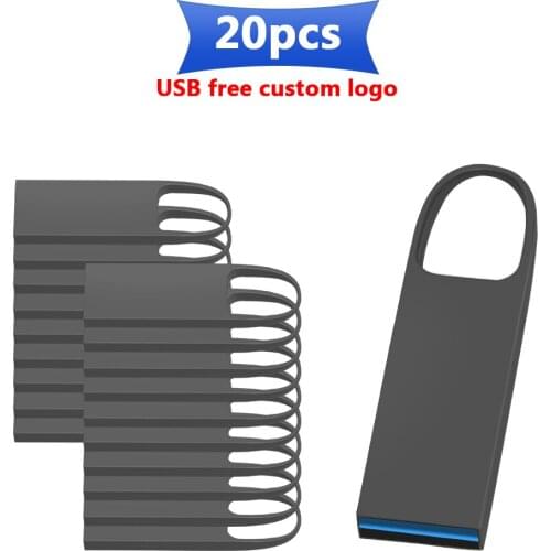 20pcs/lot free Customize logo USB Flash Drive Disk 16GB 32GB 64GB 128GB USB 3.0 Metal Mini Pen DriveStorage Device U Disk