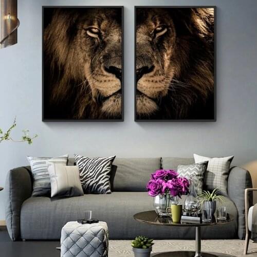 African Wild Lion Head Modular Pictures Animals Canvas Paintings on the Wall Art Posters and Prints Lion Paintings Home Decor