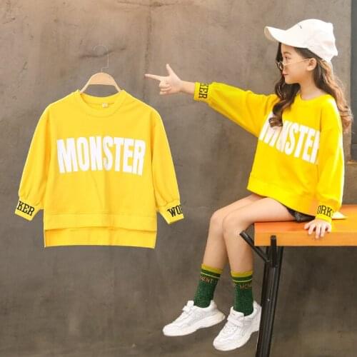 Yellow Blue Spring Autumn Tops Hoodies Girls Sweatshirts Coat Kids Outwear Teenager Children Clothes High Quality