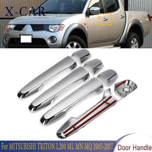 X-CAR 8 PCS Car Chrome Exterior Door Handle Cover Trim Car Accessories For MITSUBISHI TRITON L200 ML MN MQ 2005 2006-2017